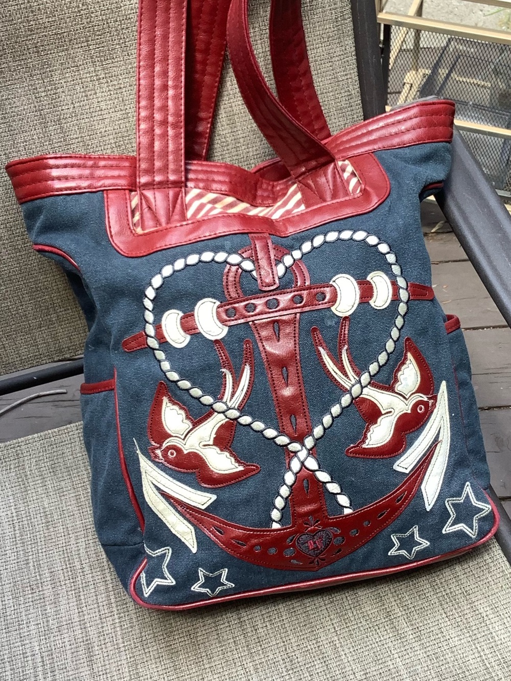 Loungefly Navy and Red Nautical Anchor Tote